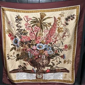Vintage Saldarini Floral Print 100% Silk Scarf, made in Italy, 34”x 34” square